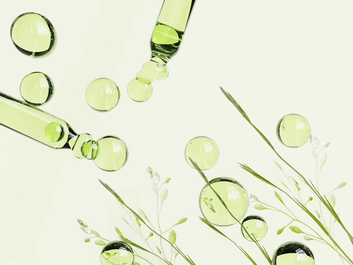 Green botanical supplement droppers